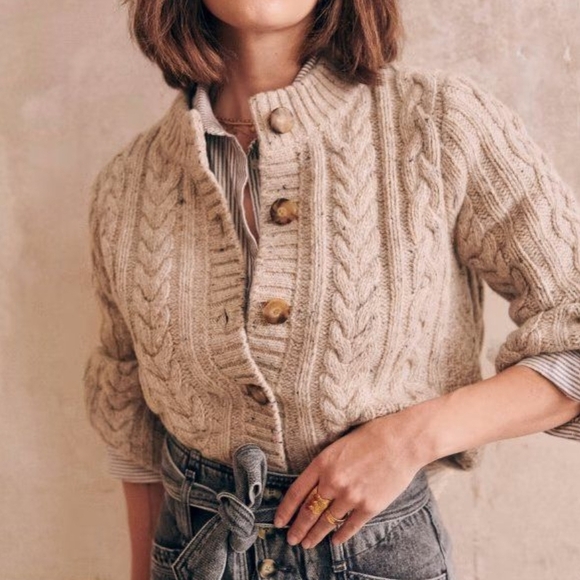 Sezane Sweaters - Sezane Andina Cardigan In Oatmeal Beige, Medium